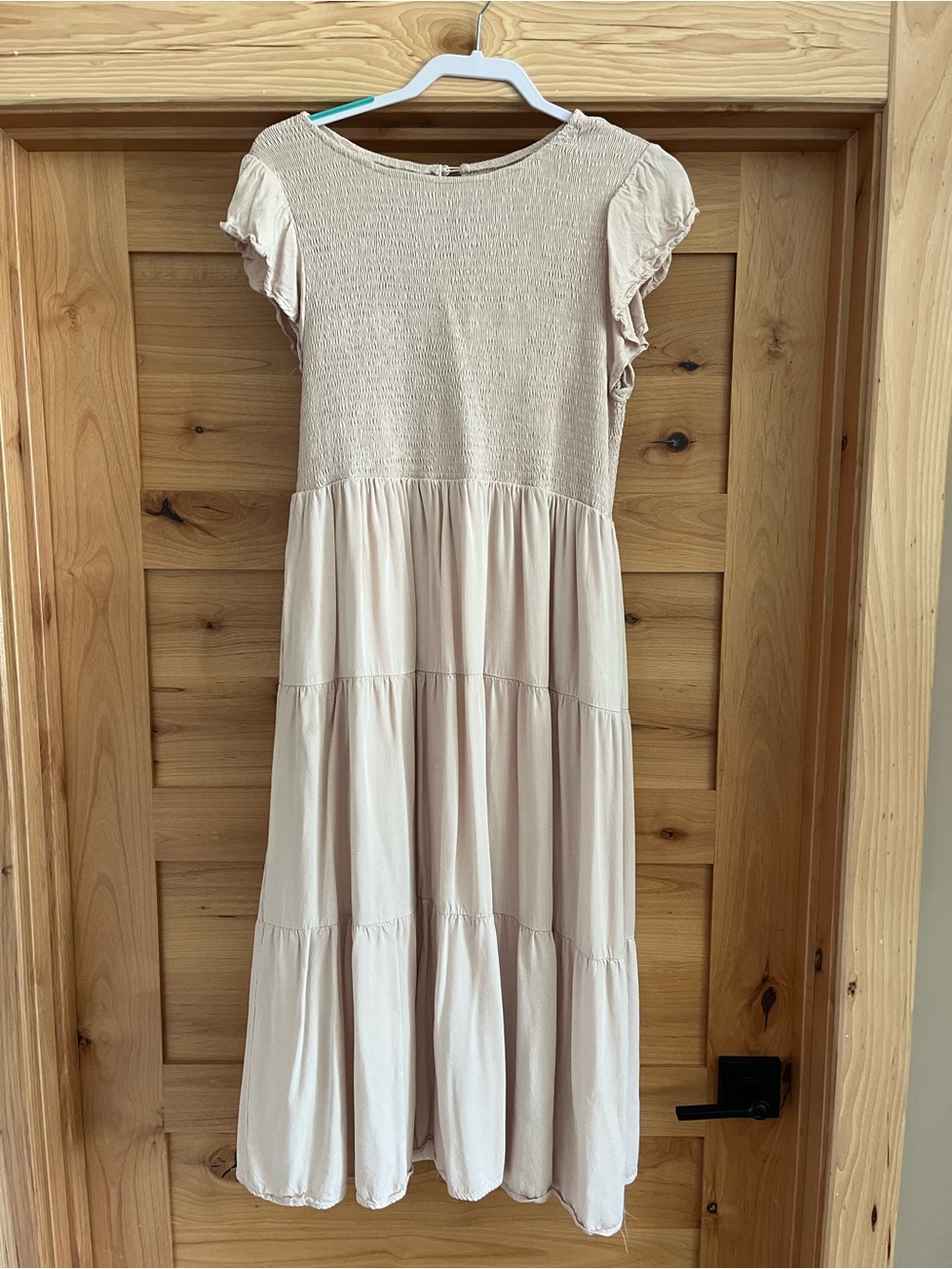 Light Blush Tiered Midi Dress